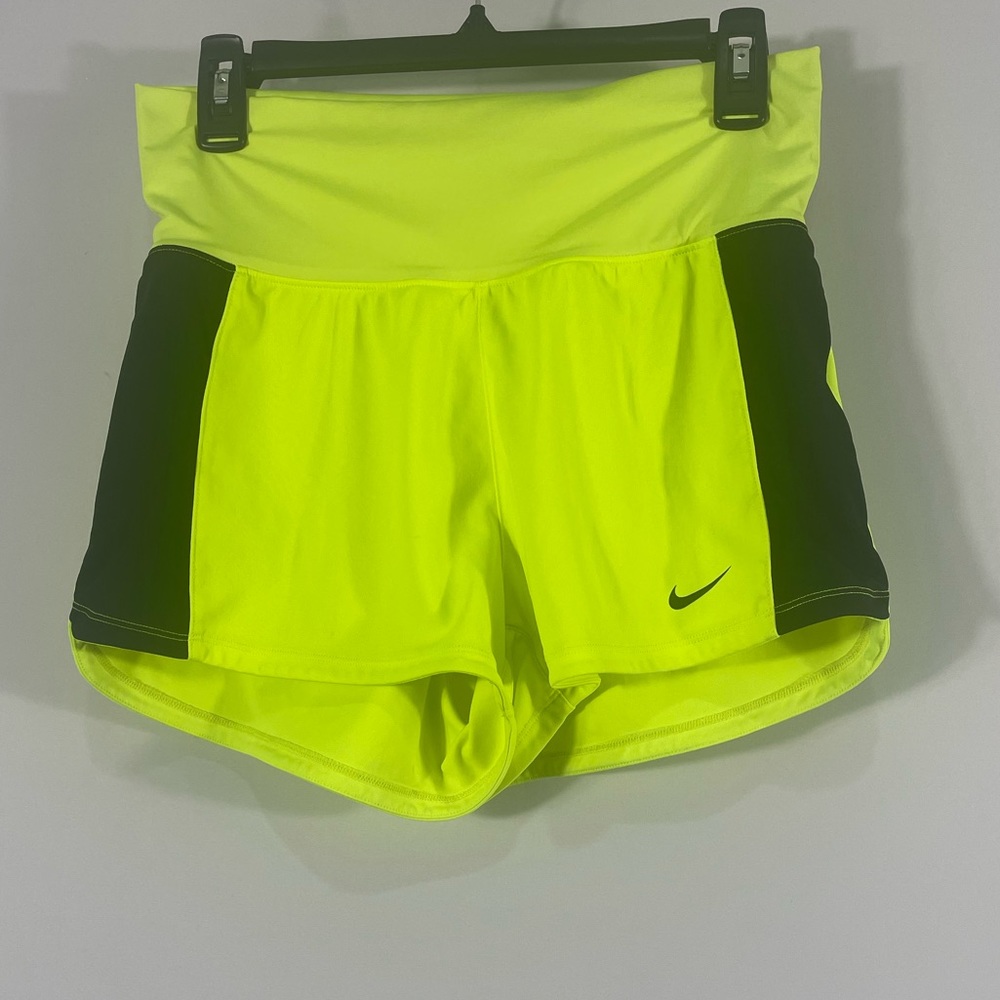 Women’s Nike Neon Green & Black, high waisted shorts, Small - Picture 1 of 7